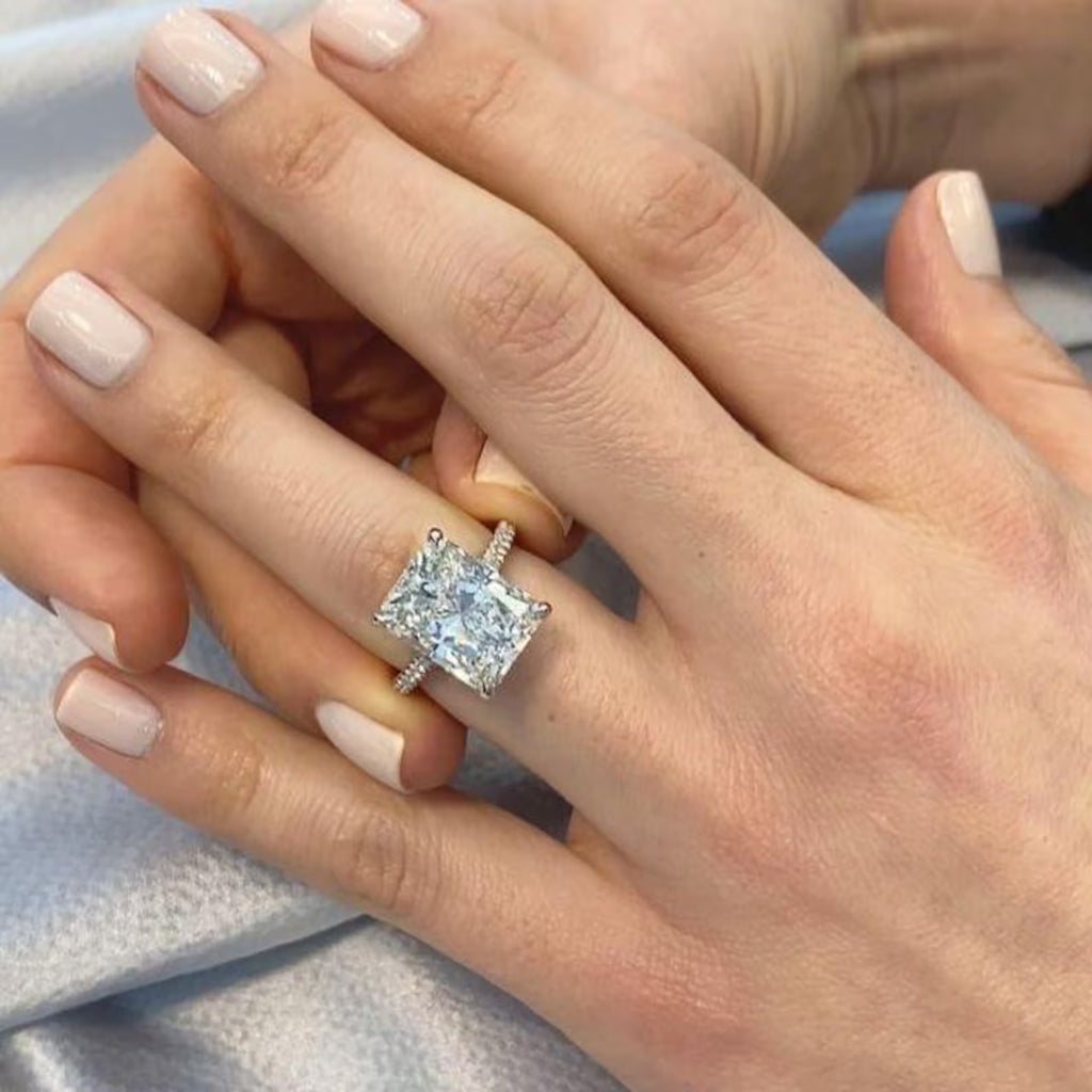 6.00Ct Radiant cut F-VS1 Lab Grown Diamond Ring in 14k White Gold With IGI Certificate,Radiant Lab Diamond Engagement Ring