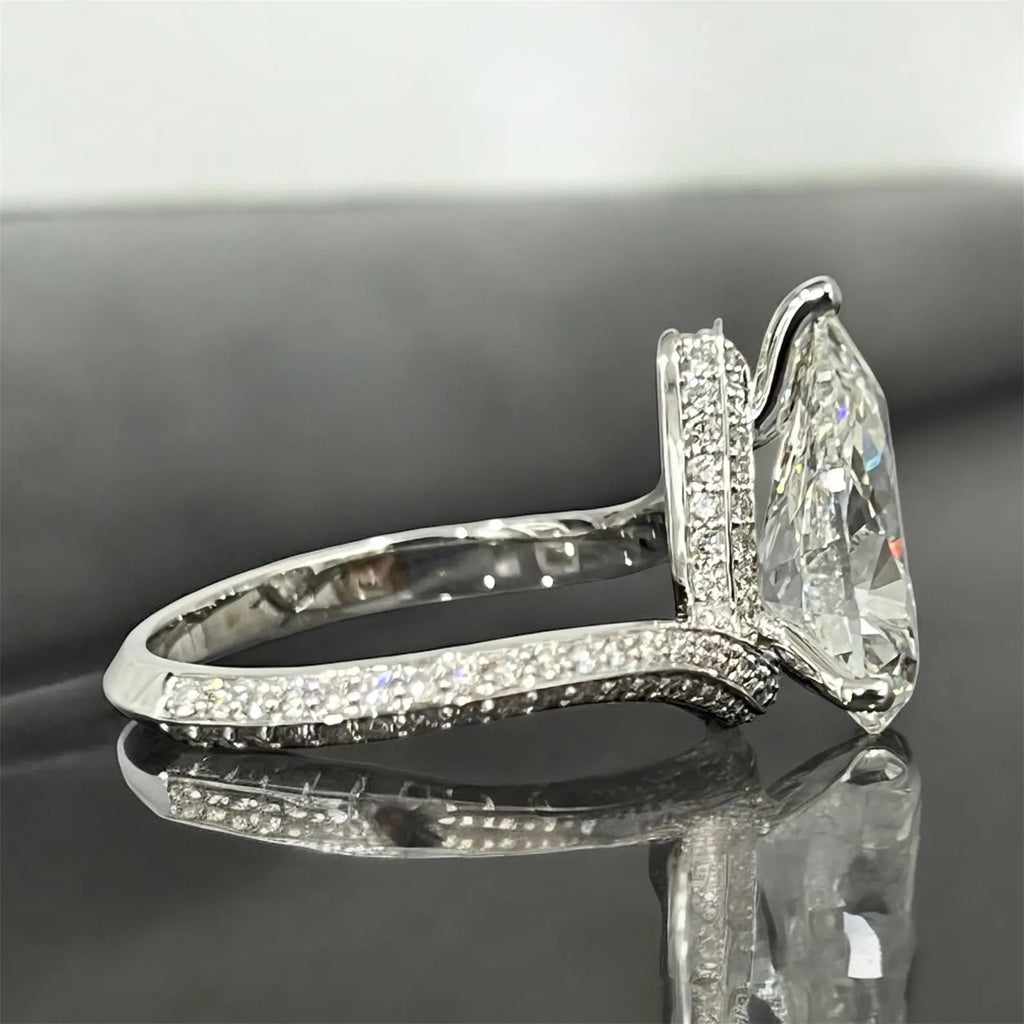 6.00ct Pear Cut Lab Grown Diamond Ring, IGI Certified, Pear Diamond Ring