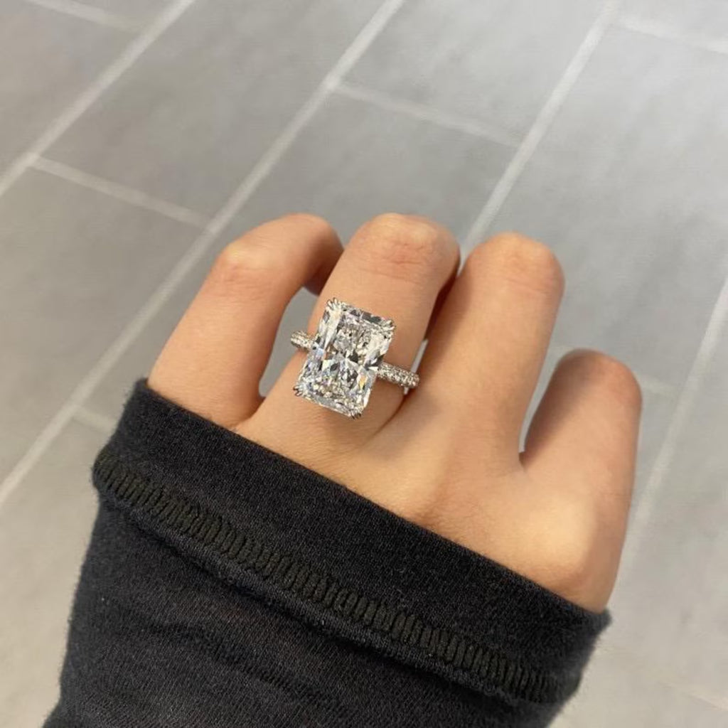 6.00Ct Radiant cut F-VS1 Lab Grown Diamond Ring in 14k White Gold With IGI Certificate,Radiant Lab Diamond Engagement Ring