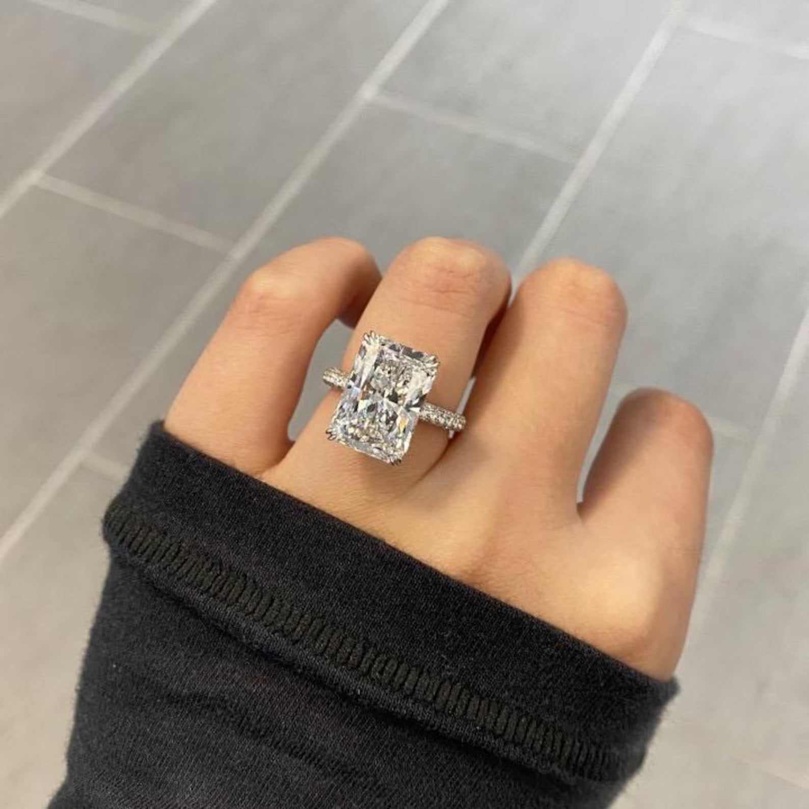 6.00Ct Radiant cut F-VS1 Lab Grown Diamond Ring in 14k White Gold With IGI Certificate,Radiant Lab Diamond Engagement Ring