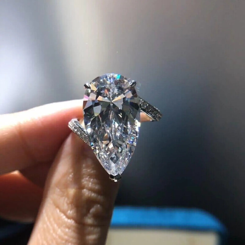 6.00ct Pear Cut Lab Grown Diamond Ring, IGI Certified, Pear Diamond Ring