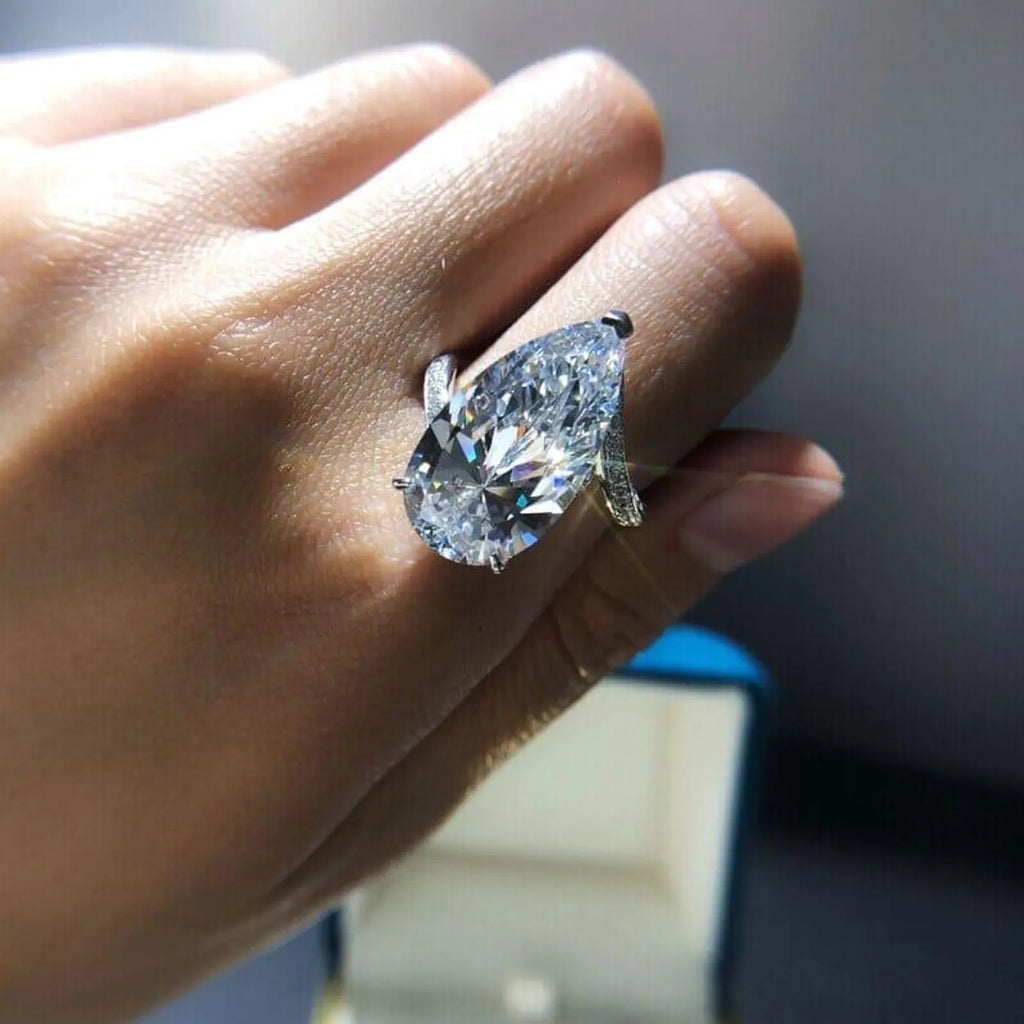 6.00ct Pear Cut Lab Grown Diamond Ring, IGI Certified, Pear Diamond Ring