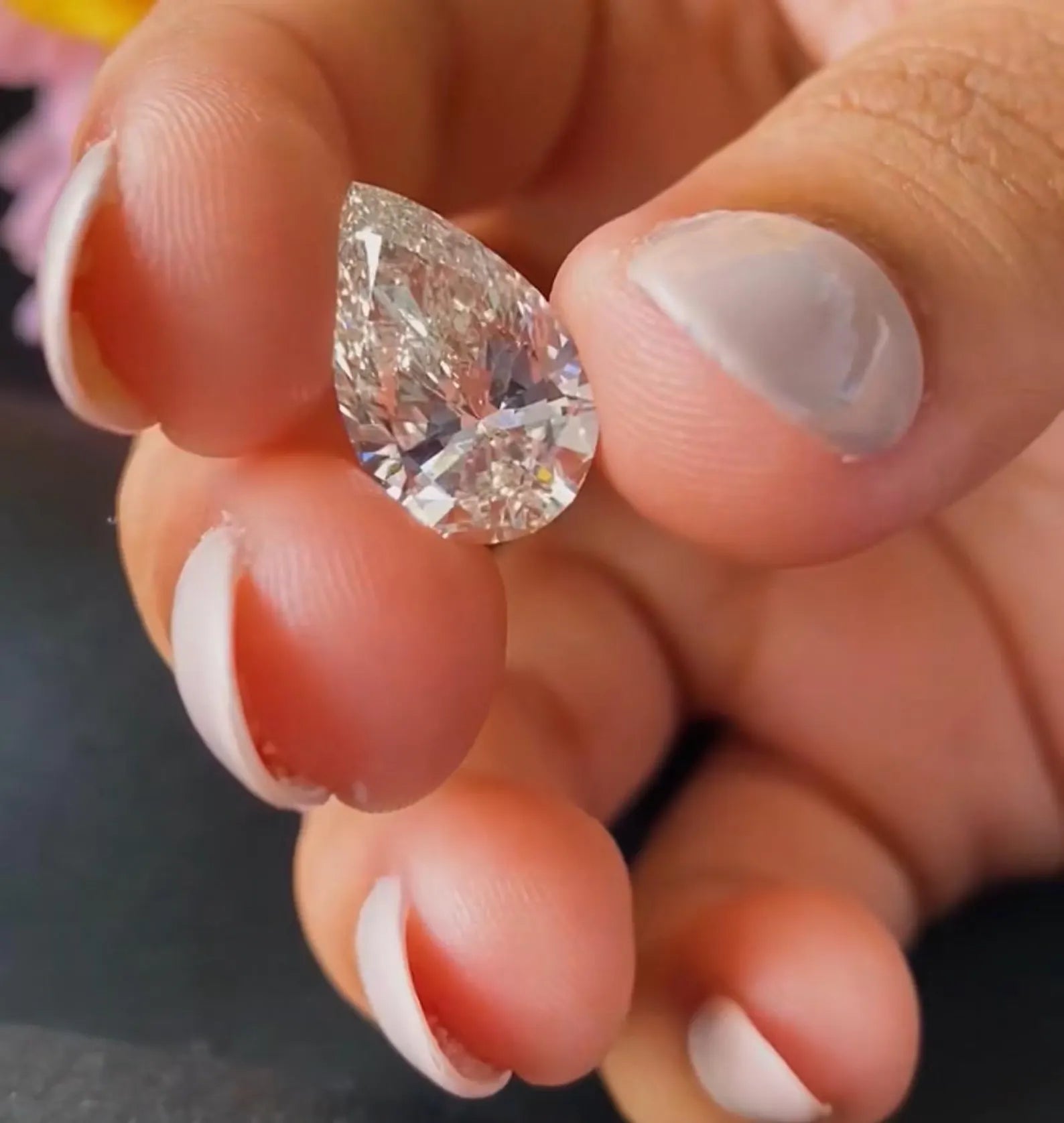 6.00ct Pear Cut Lab Grown Diamond Ring, IGI Certified, Pear Diamond Ring