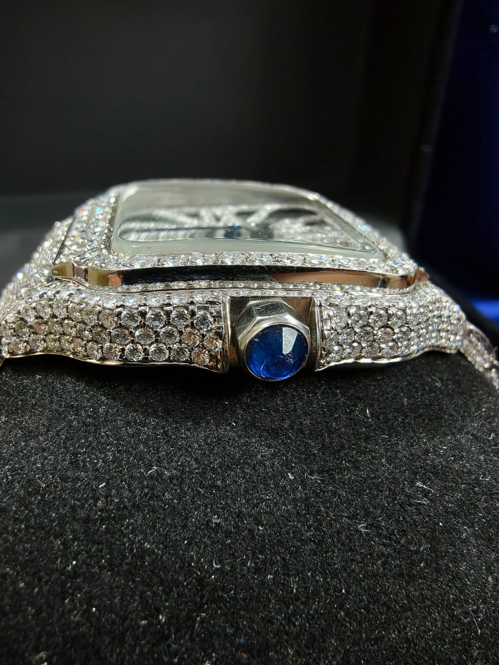 custom watch Skeleton - Steel- Custom Pavé Diamond-Set (VVS) - Blue-Steel Swords