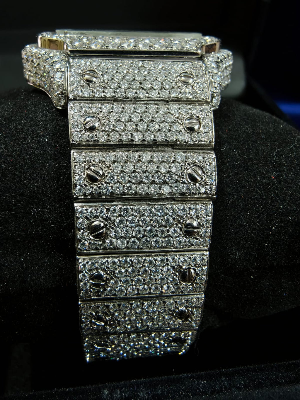 custom watch Skeleton - Steel- Custom Pavé Diamond-Set (VVS) - Blue-Steel Swords