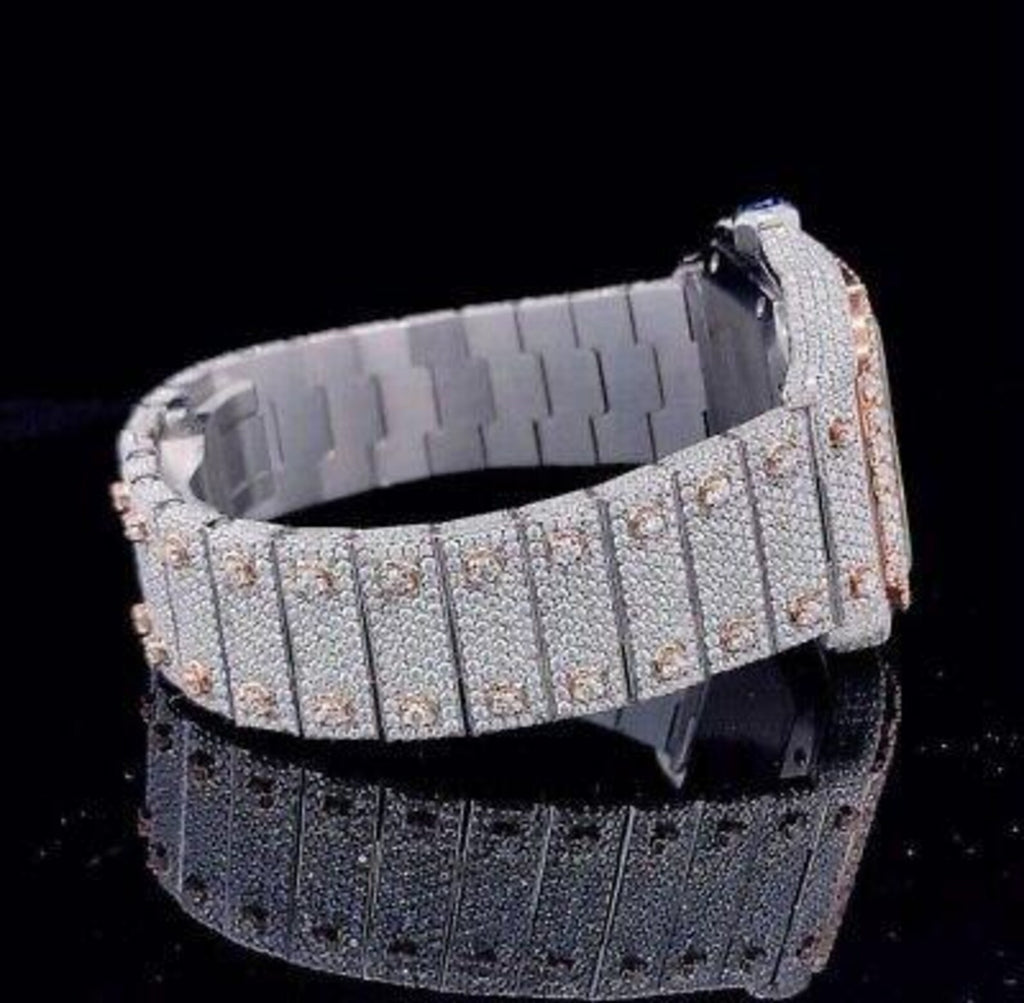 Luxury Diamond‑Encrusted Two Tone Watch – Iced Out Square Dial Timepiece Custom Watches