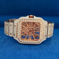 Moissanite Skeleton Watch Two Tone Rose Stainless Steel Luxury Hip Hop Automatic Mens Custom 41mm
