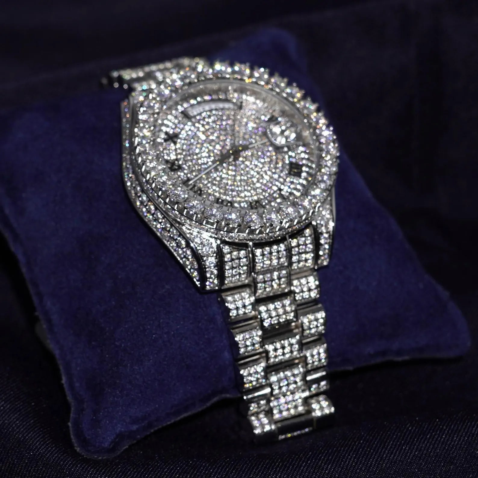 Moissanite Watch VVS D Color Mens 40mm Round Automatic Custom Watches