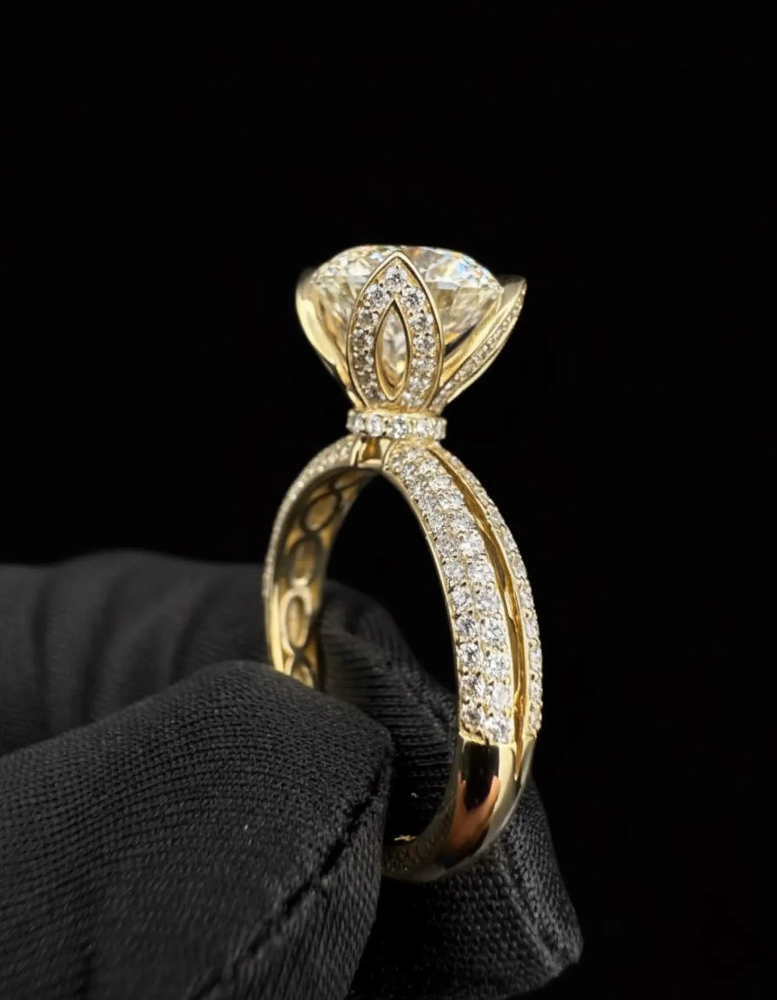 3.00 CT Round Lab Grown Diamond Ring | Micro Pave, V Prong Setting