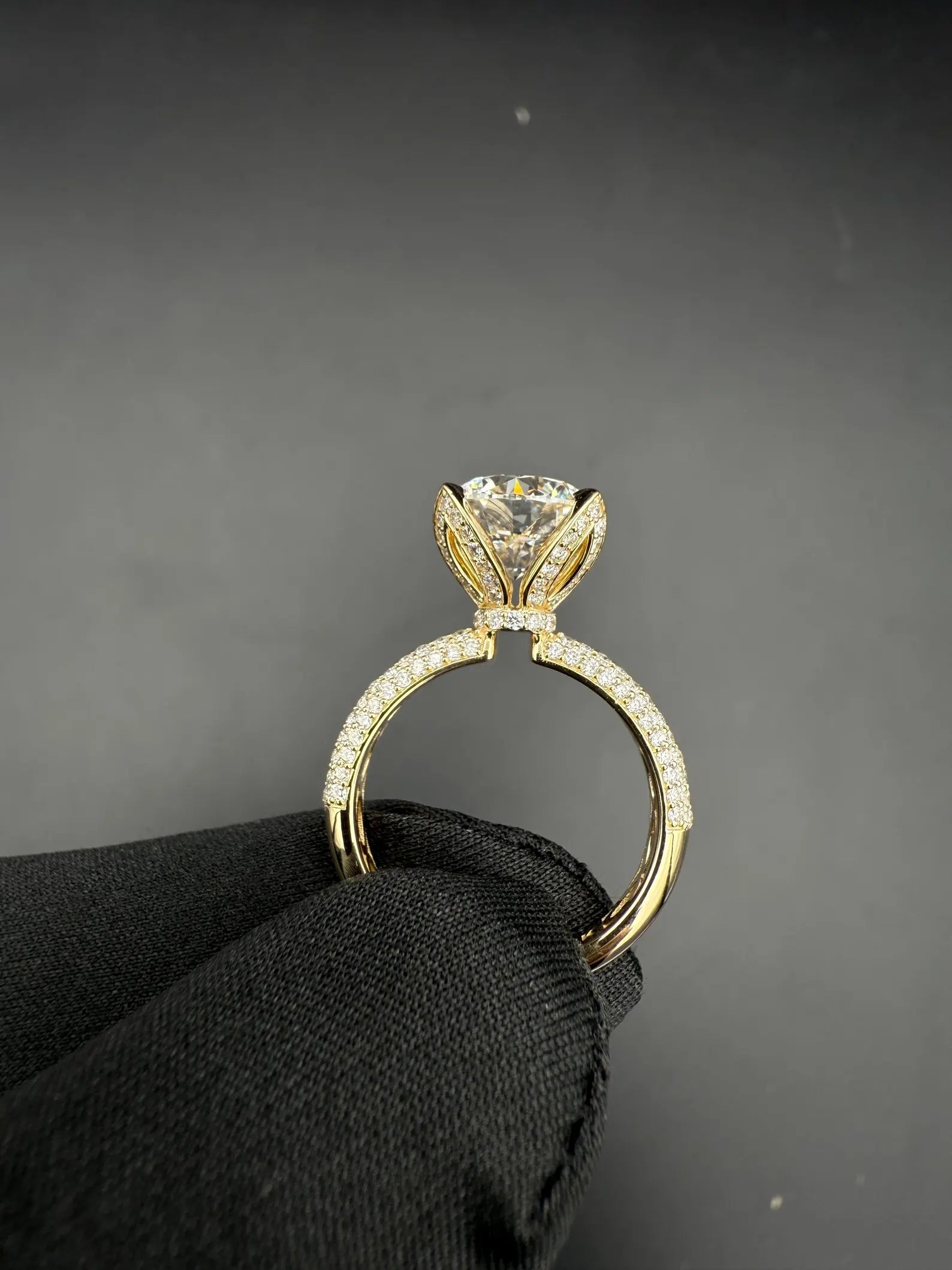 3.00 CT Round Lab Grown Diamond Ring | Micro Pave, V Prong Setting