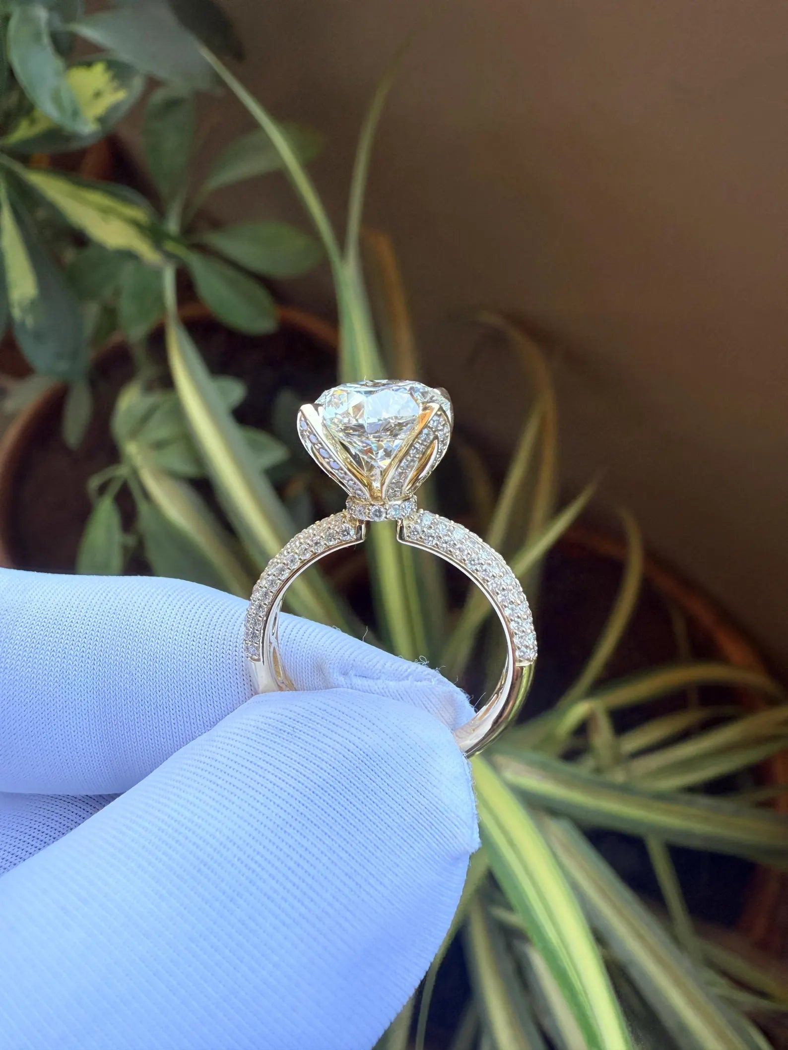 3.00 CT Round Lab Grown Diamond Ring | Micro Pave, V Prong Setting