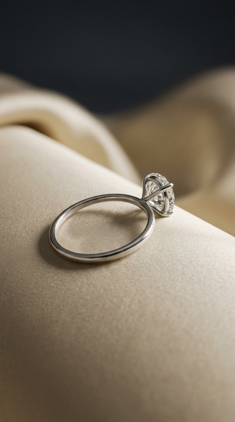 2CT Lab Grown Diamond 14k White Gold Engagement Ring Minimalist Oval Cut Wadding Ring