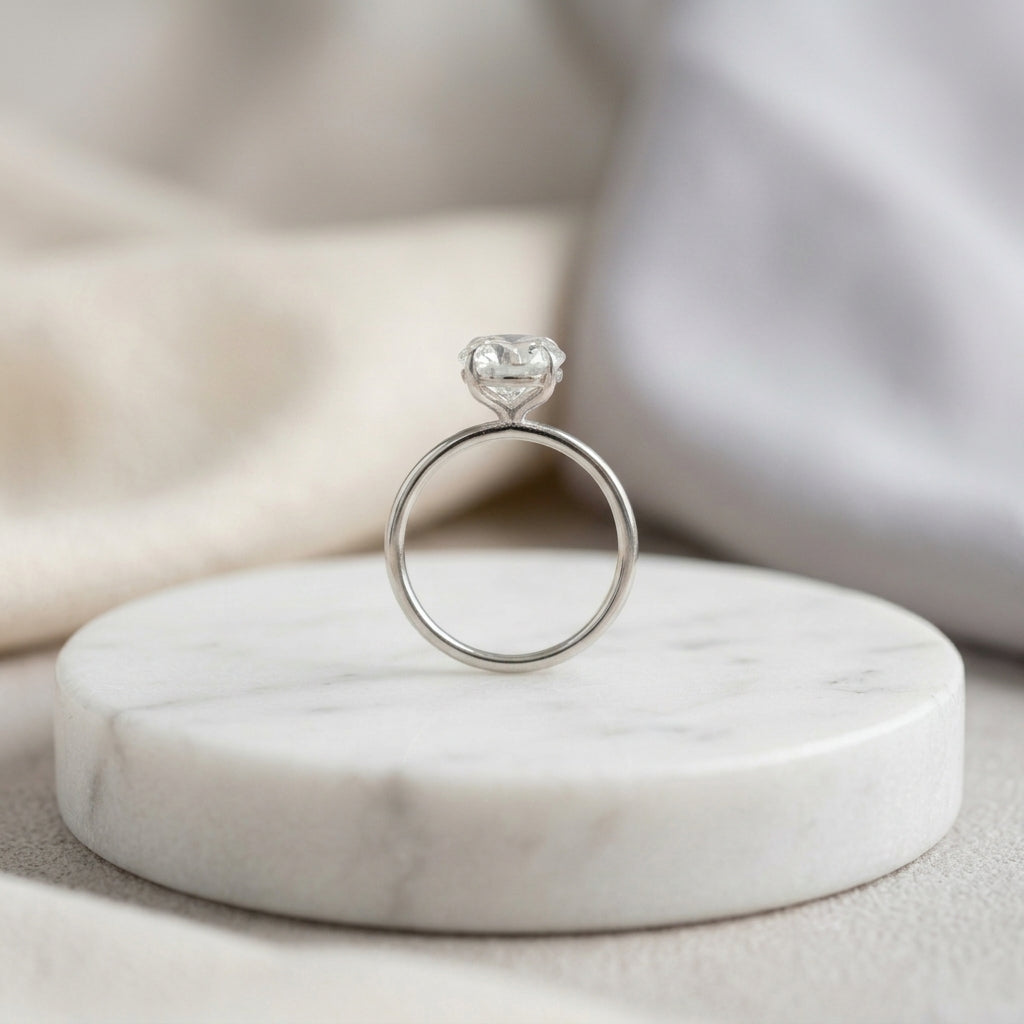 2CT Lab Grown Diamond 14k White Gold Engagement Ring Minimalist Oval Cut Wadding Ring