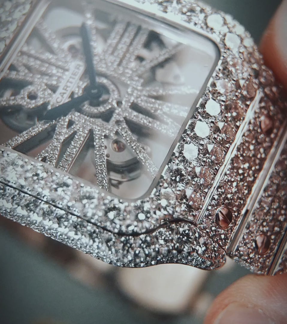 custom watch Skeleton - Steel- Custom Pavé Diamond-Set (VVS) - Blue-Steel Swords