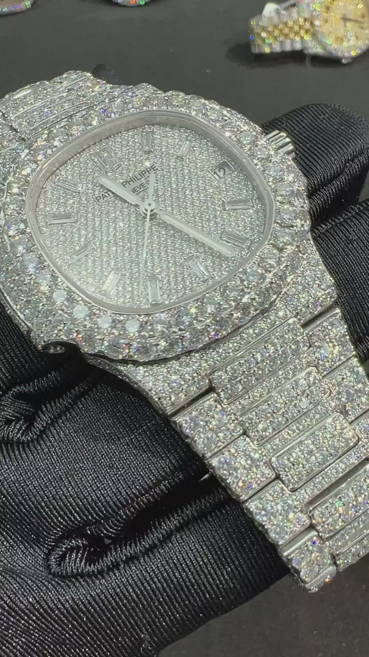 Luxury Patek Philippe Moissanite Diamond Watch – Custom Iced Out Timepiece for Men & Women