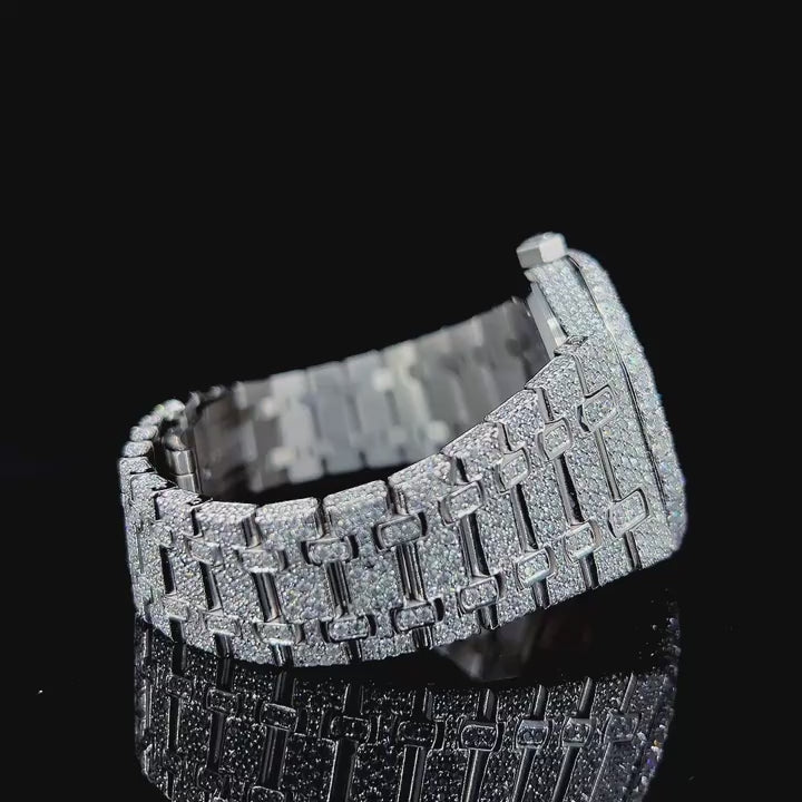 VVS Moissanite Diamond Watch, Iced Out Luxury Bust Down, Stainless Steel, Dealer Grade