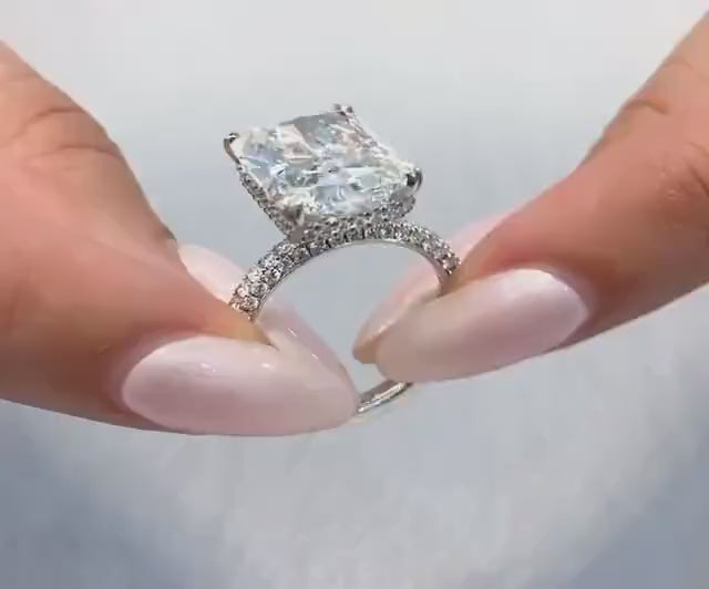 6.00Ct Radiant cut F-VS1 Lab Grown Diamond Ring in 14k White Gold With IGI Certificate,Radiant Lab Diamond Engagement Ring